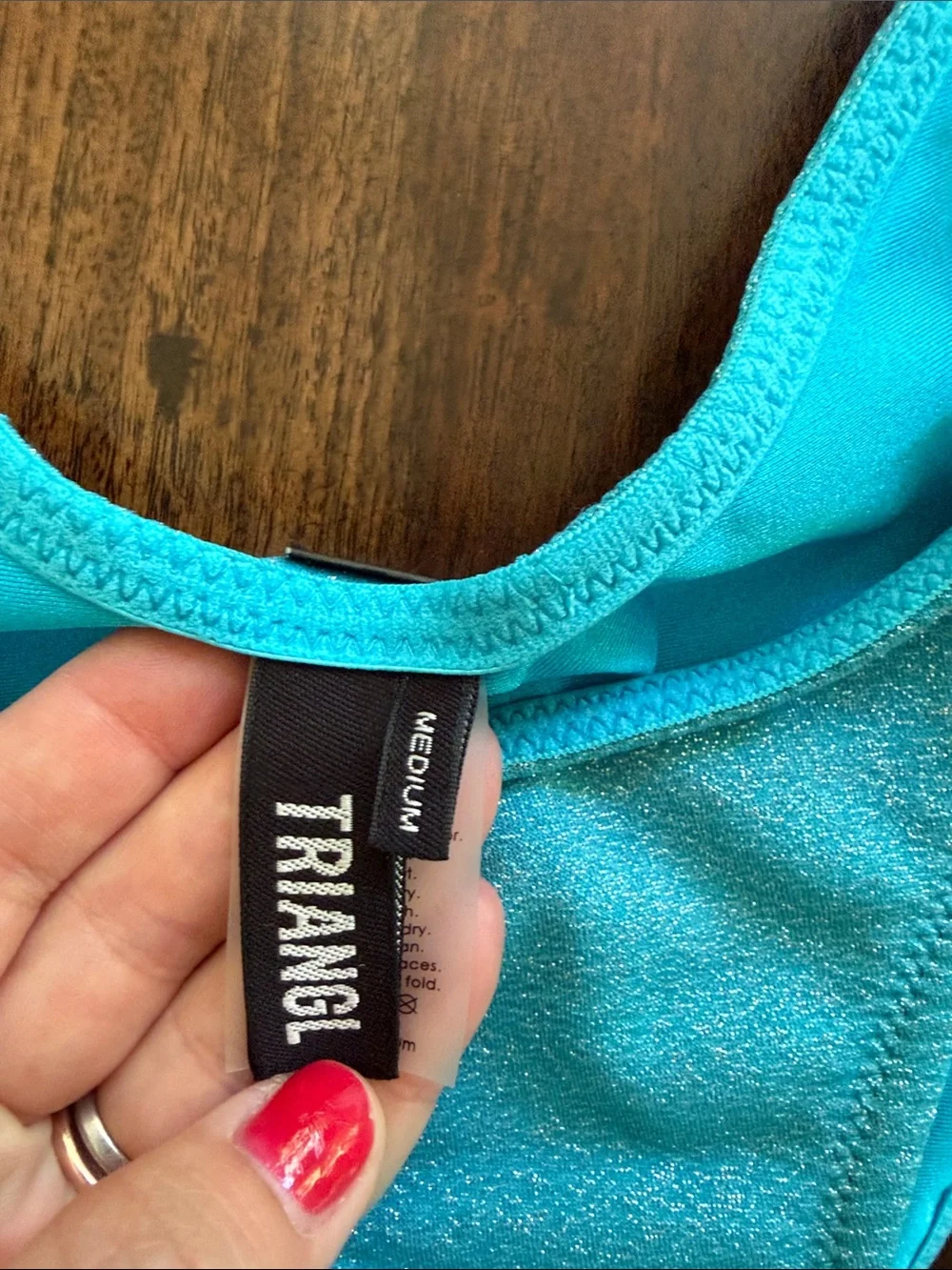 Sz M Triangl Swimwear Sparkly Blue Women’s Bikini Bottom